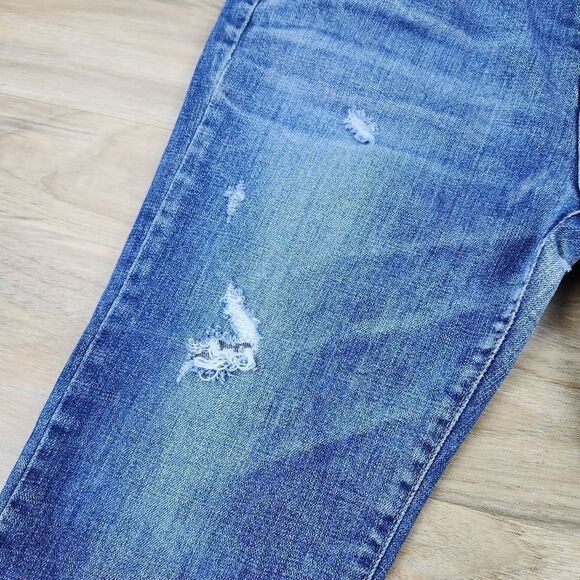 🔹️Super Jeans Blue Hank Distressed Cropped Jeans Size 2/26 - Picture 10 of 13